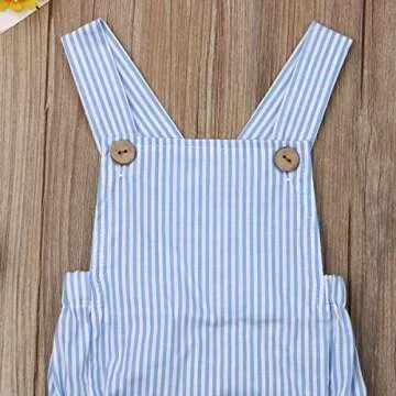 doublebabyjoy Newborn Baby 1 Piece Summer Romper Baby Girl Boy Solid Color Jumpsuit Sleeveless Backless Overalls Outfits (Blue, 0-3 Months)