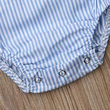 doublebabyjoy Newborn Baby 1 Piece Summer Romper Baby Girl Boy Solid Color Jumpsuit Sleeveless Backless Overalls Outfits (Blue, 0-3 Months)