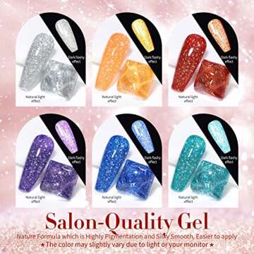 Born Pretty Reflective Glitter Gel Polish 6PCS Shiny Disco Colors