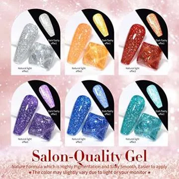 Born Pretty Reflective Glitter Gel Polish 6PCS Shiny Disco Colors