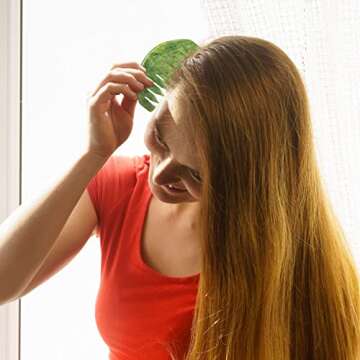 LEOSENSE Jade Scalp Massage Comb for Relaxation