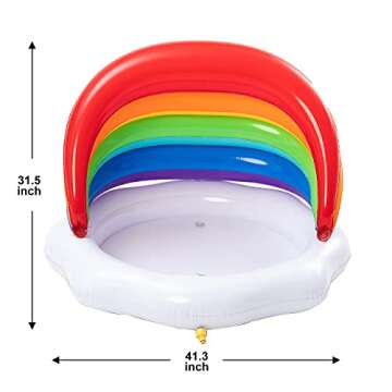 Inflatable Sprinkler Baby Pool with Canopy Rainbow Kiddie Pool, Wading Pool for Learning,Infant Water Pool Toys,Outdoor Swimming Pool for Kids