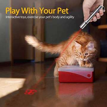 BWOU Laser Pointer Cat Toys for Indoor Cats, Interactive Cat Toy, Red Light Lazer Pointer, Multi-Mode USB Rechargeable Pet Dogs Kitten Toy, Long Range Teaching/Presentation Pen