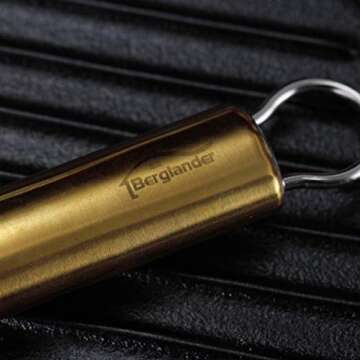 Berglander Gold Whisk Pack of 3 Stainless Steel 8",10",12", Titianium Plating Gold Whisks for Cooking, Beater,Wire Whisk Set Kitchen Wisk (Gold)