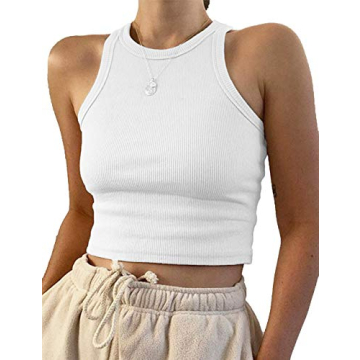 MISSACTIVER Women's Stretchy Cotton Sleeveless Crop Tank Top - Perfect for Yoga & Casual Wear
