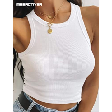 MISSACTIVER Women Stretchy Cotton Sleeveless Crop Tank Top