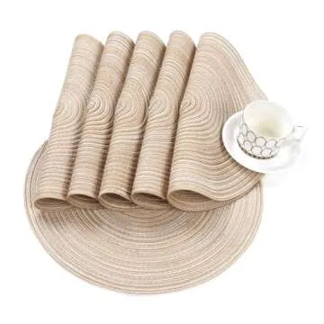 SHACOS Elegant Round Braided Placemats Set of 6