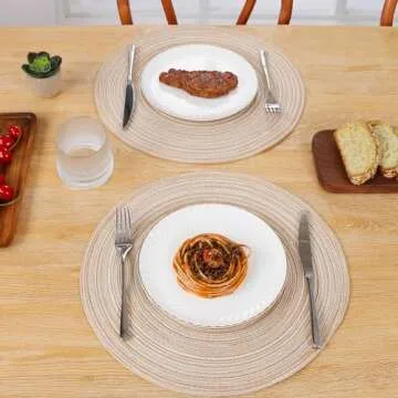 SHACOS Elegant Round Braided Placemats Set of 6
