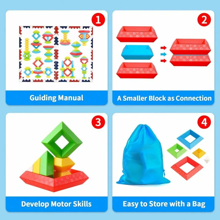 Learning Toys for Toddlers - 30Pcs Montessori Blocks