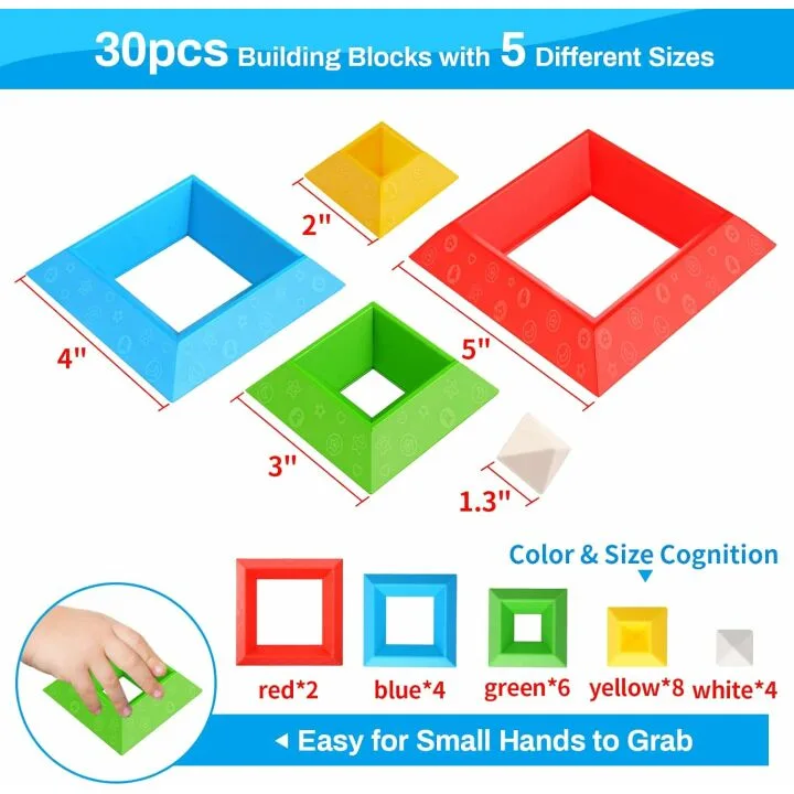 Learning Toys for Toddlers - 30Pcs Montessori Blocks