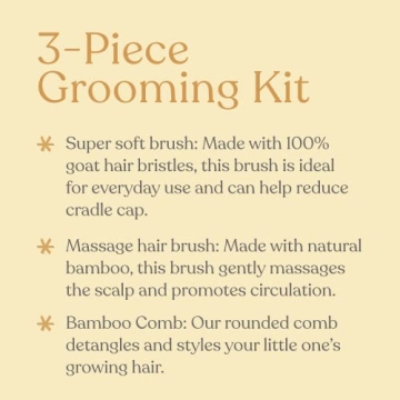 Natural Bamboo Baby Hair Brush & Comb Set - 3 Pieces