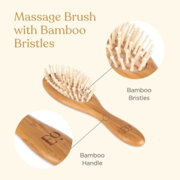Natural Bamboo Baby Hair Brush & Comb Set - 3 Pieces