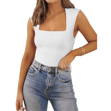 PINKMSTYLE Women's Double Lined Square Neck Tank Top