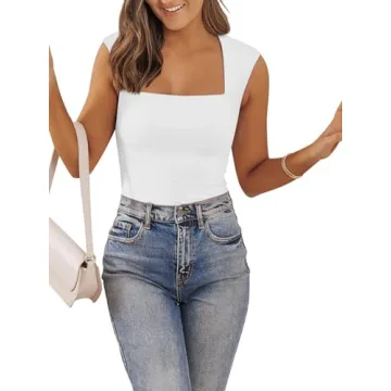 PINKMSTYLE Women's Double Lined Square Neck Tank Top