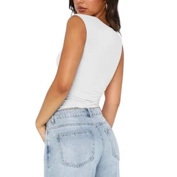 PINKMSTYLE Women's Double Lined Square Neck Tank Top