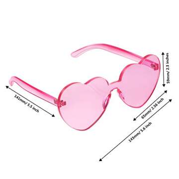 Maxdot Heart Shape Sunglasses Rimless Transparent Heart Glasses Colorful Party Favors