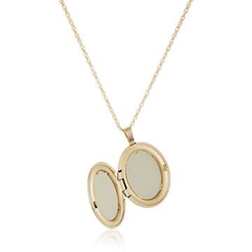 Amazon Essentials 14k Gold-Filled Polished Oval Pendant with Genuine Diamond Locket Necklace, 18" (previously Amazon Collection)