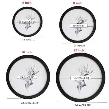 kylucky 12 Inch Round Photo Frame - Elegant Wooden Wall Hanging for Home & Office