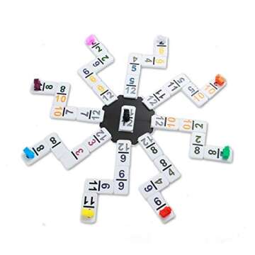 NOLIE Mexican Train Dominoes Game, Double 12 Dominoes Set, Colored Number Dominoes with Aluminum Cas...