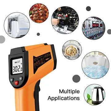 Laser Infrared Thermometer Non-Contact Digital Temperature Gun，-50°C to 400°C(-58°F to 752°F) IR Thermometer for Industrial,Kitchen Cooking,Ovens (Orange)