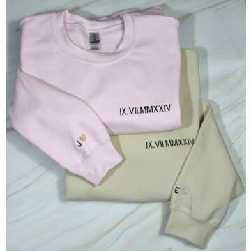 Custom Couple Sweatshirt with Embroidery for Anniversaries