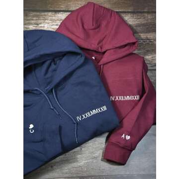 Custom Couple Sweatshirt with Embroidery for Anniversaries