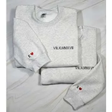 Custom Couple Sweatshirt with Embroidery for Anniversaries