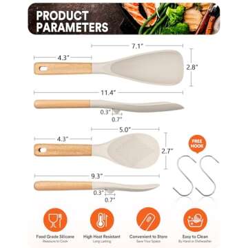 Cooking Spoon and Rice Scooper for Nonstick Cookwares, Great for Cooking and Serving Durable BPA-Fre...