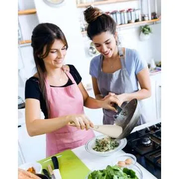 Cooking Spoon and Rice Scooper for Nonstick Cookwares, Great for Cooking and Serving Durable BPA-Free Matte Silicone, Wood Handle Spoon for Mixing, Scoop, and Scrape (KHAKI)