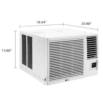LG 7,500 BTU Window Air Conditioner with Supplemental Heat, Cools 320 Sq.Ft. (16' x 20' Room Size), Electronic Controls with Remote, 2 Cooling, Heating & Fan Speeds, Slide In-Out Chassis, 115V