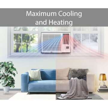 LG 7,500 BTU Window Air Conditioner with Supplemental Heat, Cools 320 Sq.Ft. (16' x 20' Room Size), Electronic Controls with Remote, 2 Cooling, Heating & Fan Speeds, Slide In-Out Chassis, 115V