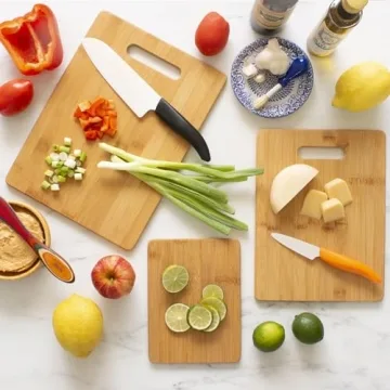 3-Piece Bamboo Cutting Board Set for Kitchen Use