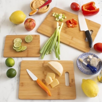 3-Piece Bamboo Cutting Board Set for Kitchen Use
