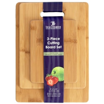 3-Piece Bamboo Cutting Board Set for Kitchen Use