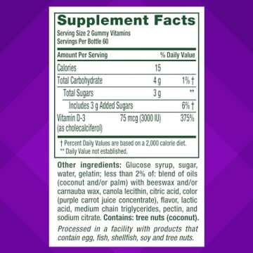 vitafusion Extra Strength Vitamin D3 Gummy, Strawberry Flavored Bone and Immune System Support (1) 120 Count