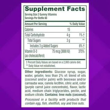 vitafusion Extra Strength Vitamin D3 Gummy, Strawberry Flavored Bone and Immune System Support (1) 120 Count