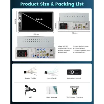 Hikity Single Din Car Stereo with Bluetooth and 7-Inch Touchscreen