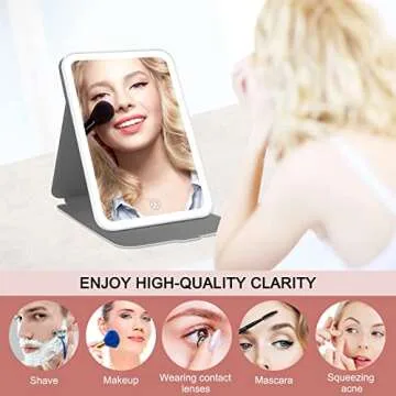 Rechargeable Travel Makeup Mirror with 72 Led Lights, Portable Lighted Mirror, 3 Color Lighting, Dim...