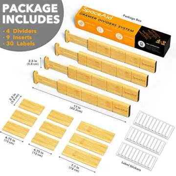 SpaceAid Bamboo Drawer Dividers for Home and Office Organization