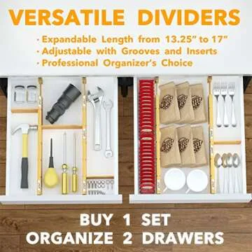 SpaceAid Bamboo Drawer Dividers for Home and Office Organization