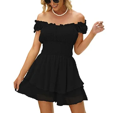 Shop AOHITE Off-Shoulder Ruffled Mini Dress for Summer