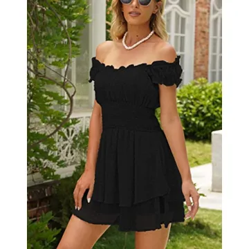 Shop AOHITE Off-Shoulder Ruffled Mini Dress for Summer