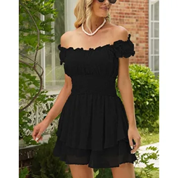 Shop AOHITE Off-Shoulder Ruffled Mini Dress for Summer