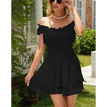 Shop AOHITE Off-Shoulder Ruffled Mini Dress for Summer