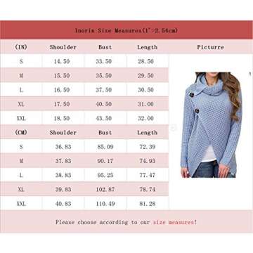 Inorin Womens Sweaters Casual Cowl Neck Chunky Cable Knit Wrap Pullover Sweater