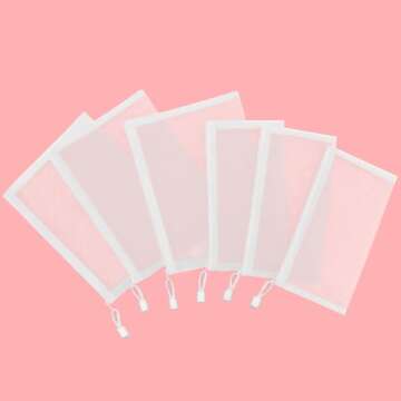 Sinzip 12 Pieces Zipper Nylon Mesh Pouch for Travel and School Supplies