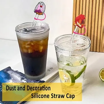 12Pcs Silicone Straw Covers Cap - Fun and Practical Toppers for Tumblers, Reusable & Dust Proof