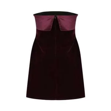 HGps8w Women Elegant Velvet Satin Tube Mini Dress Sexy Strapless Off Shoulder Slim Flare Y2k Short Party Homecomming Dress