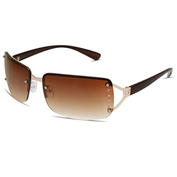 VANLINKER Rimless Frameless Rectangle Sunglasses - Stylish Y2K Shades in Brown Metal Frame VL9642