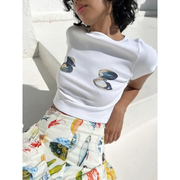 Chloefairy Y2K Baby Tees Summer Crop Top for Teen Girls